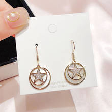 Micro Paved Star Earrings Natural Shell Pendant Dangle Earrings Gold Color Women Statement Jewelry 2024 - buy cheap