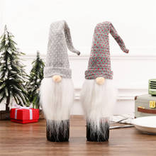 12 Pcs Christmas Wine Bottle Cover Long Hat Plush Gnome Wine Bottle Cap Topper Holiday Dining Table Decorations Wholesale X2 2024 - buy cheap