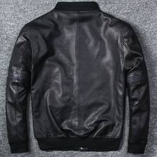 Plus Size High Quality Sheepskin Genuine Leather Jacket Men Slim Black Zipper Real Leather Coat Stand Collar 5XL Baseball Jacket 2024 - buy cheap