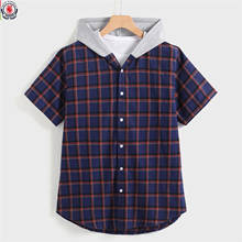 Fredd Marshall 2021 летняя Новая Винтажная клетчатая рубашка для мужчин с коротким рукавом Повседневная рубашка с капюшоном 100% хлопковая рубашка мужская брендовая одежда 5100 2024 - купить недорого