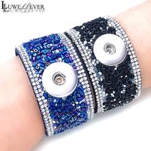 Novidade pulseira de couro de veludo de cristal intercambiável 053 com encaixe 18mm botão de pressão pulseira joias charmosas para mulheres presente 2024 - compre barato