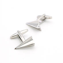 Origami Aircraft Cuff Links For Men Plane Design Quality Brass Material Silver Color Cufflinks Wholesale&retail 2024 - buy cheap