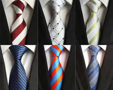 20 estilo formal laços negócios vestidos de casamento clássico laço masculino listra grade 8cm corbatas vestido acessórios da forma gravata masculina 2024 - compre barato