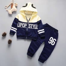 Primavera outono crianças roupas de algodão ternos do bebê meninos meninas zíper hoodies calças 2 pçs/sets da criança moda esporte fatos de treino 2024 - compre barato