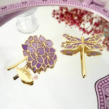 Metal Brooch Pin Purple Dragonfly Lilac Badges Flower Plant Animal Jewelry Party Collar Accessories Women Gifts 2024 - buy cheap