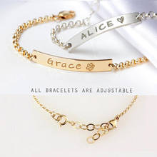 Pulseira infantil de aço inoxidável, bracelete adorável e ajustável com nome do bebê, pulseira de identificação personalizada, para meninos e meninas, presente de amizade 2024 - compre barato