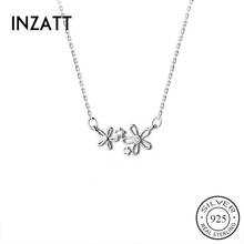 INZATT Real 925 Sterling Silver Zircon Hollow Flower Pendant Choker Necklace For Fashion Women Bohemian Fine Jewelry Accessories 2024 - buy cheap