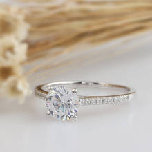 Женское Обручальное кольцо с муассанитом, белое золото 585 пробы, 1 карат, 6,5 мм 2024 - купить недорого