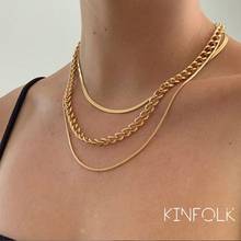 KINFOLK Fashion Multi-layered Snake Chain Necklace For Women Gold Coin Choker Sweater Necklace Party Jewelry Gift Accessories 2024 - buy cheap