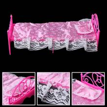 Pink Mini Bed With Pillow For Barbie Dolls Dollhouse Bedroom Furniture Toy  090B 2024 - buy cheap