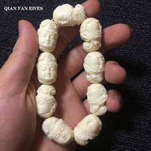 White Guanyin Buddha Head Bracelet Statue，Hand carved，Guanyin Bodhisattva，Feng Shui Decorative Bracelets statue，best gift 2024 - buy cheap