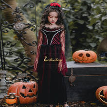 Disfraz de Halloween para niños, traje de novia fantasma, vestido de Zombie, reina roja, vestido largo, disfraz de bruja, disfraz de Diablo 2024 - compra barato