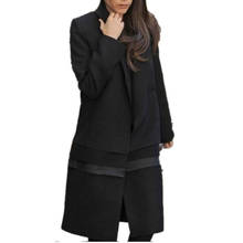 plus size 2XL!BLACK tweed woolen coat women fashion lapel loose long wool blends coat 2024 - buy cheap