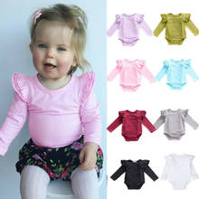 Cute Newborn Baby Girls Romper Clothes Ruffles Long Sleeve Solid Cotton Little Baby Jumpsuit Outfits Baby Clothes 0-24M 2024 - buy cheap