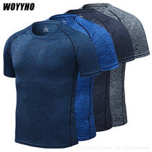 WOYYHO-camisetas de correr de secado rápido para hombre, camisas deportivas de escalada de entrenamiento de compresión transpirables, camisa de entrenamiento de Fitness, talla grande 2024 - compra barato