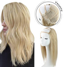 VeSunny один кусок U часть половина парик 100% настоящие человеческие волосы с зажимами на подсвечиваемых блонд цвет #16/22 машина Remy волосы 2024 - купить недорого