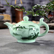 Longquan celadon-conjunto de bule para chá, 220ml, porcelana, conjunto de chá kungfu, pintado à mão, puer, oolong, presente 2024 - compre barato