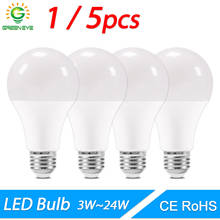 Greeneye-lâmpada de led, 1 ou 5 peças, e27, e14, 20w, 18w, 15w, 12w, 9w, 5w, 3w, ac220v, 240v, ampola de potência real 2024 - compre barato
