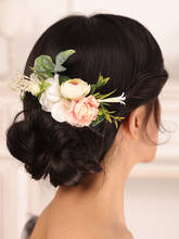 Pente de cabelo com flores e rosas, acessório de cabelo para noiva, elegante, para performance em casamentos 2024 - compre barato