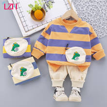 LZH 2021 Spring Fashion Cartoon Striped Children's Sports Suit Long Sleeve Newborn Baby Boys Set New Kids Clothes 1-2-3-4 Years 2024 - buy cheap