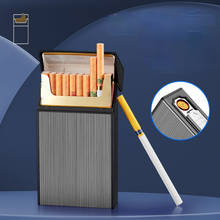 Mechero con cable de calefacción, caja de cigarrillos delgada con carga USB, encendedor integrado, accesorios para fumar, paquete de 20 2024 - compra barato
