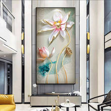 Настенная картина в китайском стиле с акварельным лотосом для гостиной, украшение для дома, печать на холсте, постер, печать, галерея, искусство 2024 - купить недорого