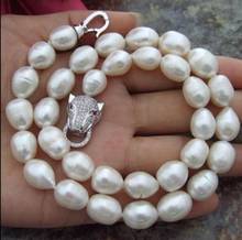 HUGE AAA+ 11-13MM South Sea White Baroque Pearl Necklace 18 inch Leopard Clasp 2024 - buy cheap