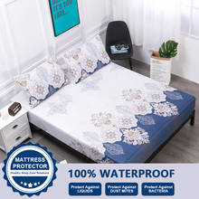 Geometric Print 100% Waterproof Mattress Protector Fitted Bed Sheet Bedding Mattress Cover Garterized Bedspread Mat Retro Style 2024 - buy cheap