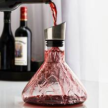 Jarra de vinho com cristal 100%, jarro de vinho fundido à mão para vinho tinto, decantador brilhante com aerador de aço inoxidável 2024 - compre barato