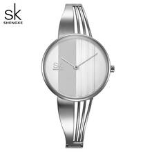 Relógio feminino criativo shengke 2020, pulseira de relógio de quartzo para mulheres 2024 - compre barato