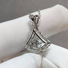 Классический D Цвет Moissanite принцесса веер ожерелье Настоящее бриллиантовое испытание за 1 карат круглое блестящее ожерелье с драгоценным камнем 2024 - купить недорого