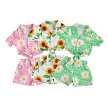 FOCUSNORM 1-5Y Summer Toddler Kids Girls Clothes Sets 2pcs Sunflowers Printed  Turn Down Collar Single Breasted Shirts Shorts 2024 - buy cheap