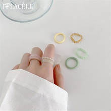 FFLACELL 2020 Korea Simple Vintage Resin Ring Set Summer Colorful Crystal Beads Resin Rings for Women Party Minimalist Jewelry 2024 - buy cheap