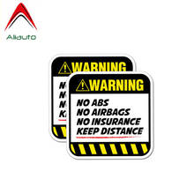 Aliauto 2 X Danger Car Stickers Warning NO ABS AIRBAGS INSURANCE KEEP DISTANCE PVC Decal ,8CM*8CM 2024 - buy cheap