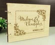 Custom Floral Guestbookw with name and date , Wedding Guest Book, Custom Guestbook, Wooden Guestbook 2024 - buy cheap