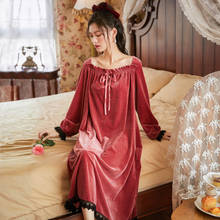 Women Winter Long Sleeve Nightgowns Plus Size Velvet Nightdress Loose Solid Night Gown Vintage Sleepwear Sexy Home Sleep Dress 2024 - buy cheap