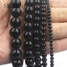 Free Shipping 4 6 8 10 12mm  Black Agat Gems Genuine Natural Round Beads Stone Loose Beads Strand 15" 2024 - compre barato