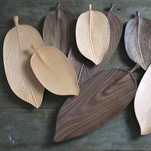 Japanese Black Walnut Cherry Solid Wood Plate Dishes Handmade Leaf Shape Wooden Dinner Dessert Snack Plates Creative Fruit Tray 2024 - buy cheap