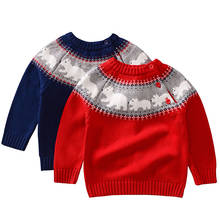 Детский свитер для мальчиков и девочек на осень и зиму, детский вязаный пуловер с рождественским медведем, свитер для маленьких девочек и мальчиков 2024 - купить недорого