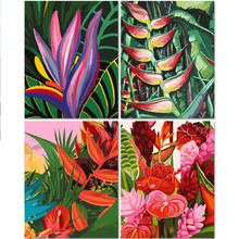 Gatyztory-pintura por números de hojas de colores, lienzo de flores, Kits pintados a mano, regalo, decoración de pared, marco de ilustraciones 2024 - compra barato