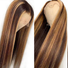 Peluca de cabello humano liso para mujer, postizo de encaje frontal, 13x6, 26 pulgadas, Remy brasileño 2024 - compra barato