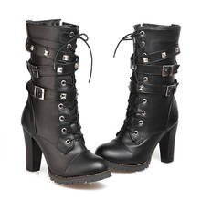 2020 модные зимние женские ботинки; Женская Осенняя кожаная обувь на платформе со шнуровкой; женские ботинки для вечеринок на высоком каблуке; NW4044 2024 - купить недорого