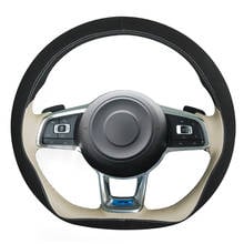 Hand-stitched Black Suede Beige Leather Fashion Comfortable Car Steering Wheel Cover for Volkswagen VW Golf 7 GTI Golf R MK 2024 - buy cheap