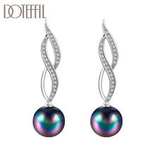 DOTEFFIL 925 Sterling Silver AAA Zircon Color Pearl Earrings For Women Jewelry Fashion Wedding Engagement Party Gift 2024 - buy cheap