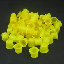 100pcs Yellow Plastic Disposable Microblading Tattoo Accessories Permanent Skin Makeup Tattoo Ink Cups 2024 - buy cheap