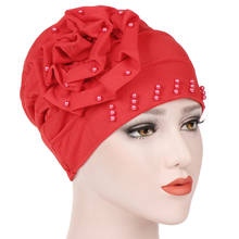 Fashion flower muslim hijab caps solid arab wrap head Inner hijabs cotton Beads turban bonnet for women islamic underscarf cap 2024 - buy cheap
