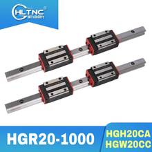 20mm linear guideways HGH20 1000mm 2 pc + linear rails block HGH20CA /HGW20CC 4 pc FOR CNC router 2024 - buy cheap