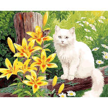 Kit de bordado de punto de cruz para el hogar, lienzo impreso de hilo de algodón, Animal de gato, DIY, 11CT, envío directo 2024 - compra barato