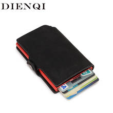 DIENQI-cartera de cuero negro para hombre, tarjetero ultrafino de Metal RFID, bolsillo para dinero en efectivo, billetera mágica, Wolet Walet 2024 - compra barato