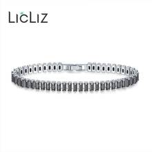 LicLiz-Pulseras de tenis de cristal de circonita negra para mujer, cadena de caja de Color oro blanco, joyería colorida de CZ LUB0181B 2024 - compra barato